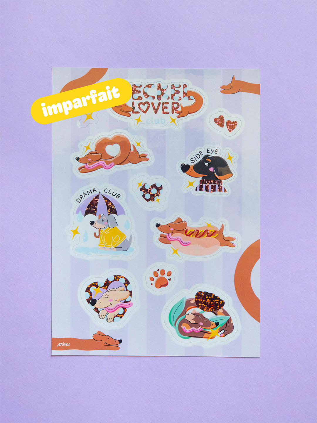 (Imparfaite) Planche stickers Teckel Lover Club